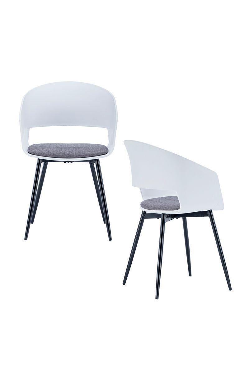 Silla de Comedor con Cojín Bicolor Blanco-3