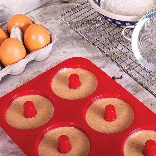 Pack X2 Moldes De Silicona Donas Moldes Donuts Molde Dona 6 ROJO-4