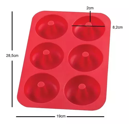 Pack X2 Moldes De Silicona Donas Moldes Donuts Molde Dona 6 ROJO-2