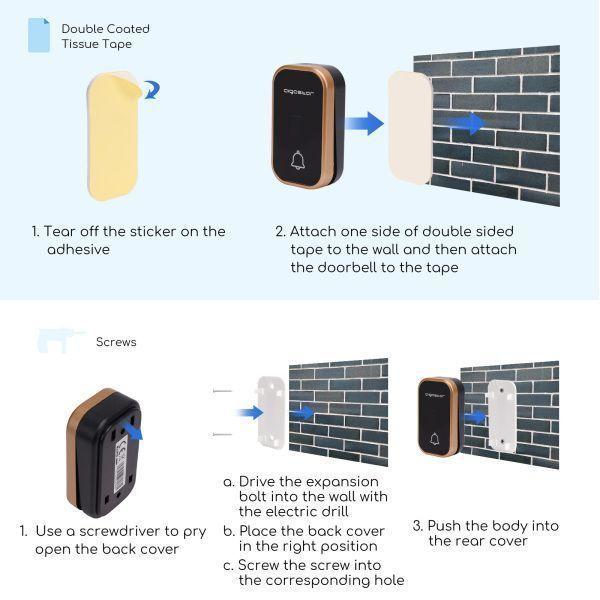 Timbre Inalámbrico Negro Indicador Led Resistente Al Agua-5