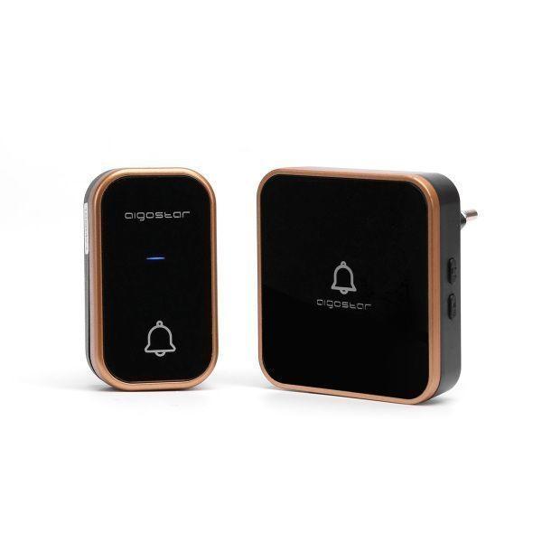 Timbre Inalámbrico Negro Indicador Led Resistente Al Agua-0