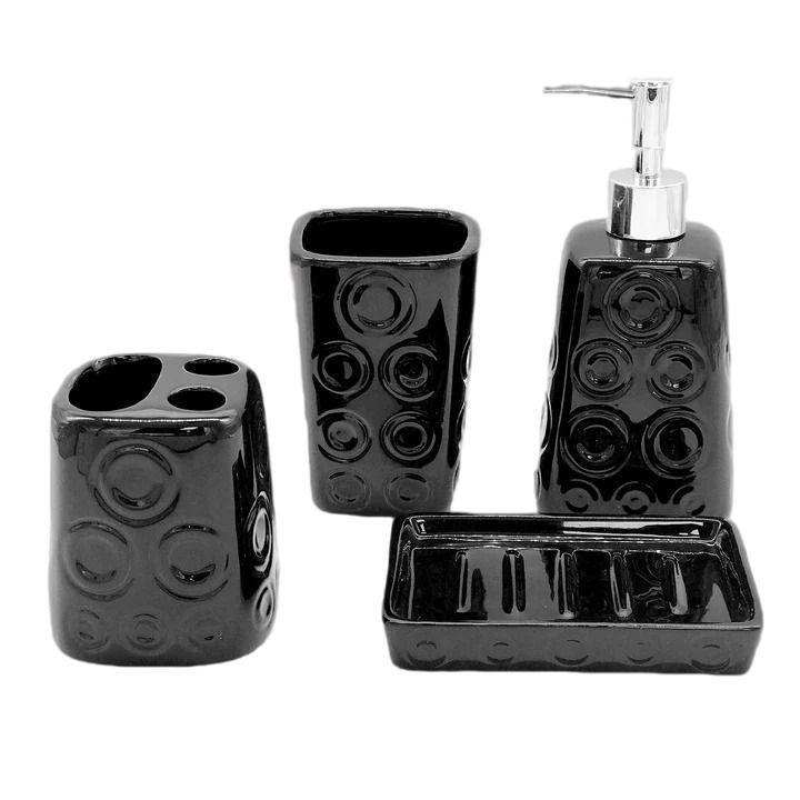 Set de Accesorios para Baño 4 piezas Negro - PureSerenity™-0