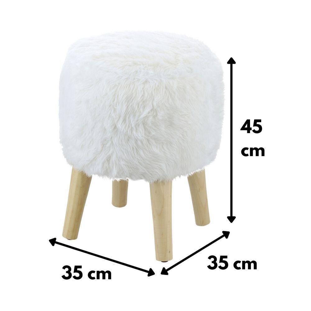 Pouf Bird Blanco Piel Sintética 35x35x45 cm Máxima Design-4