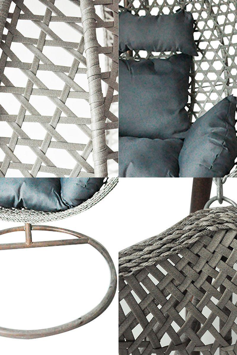 Silla Colgante de Ratán malla Novahus gris-4