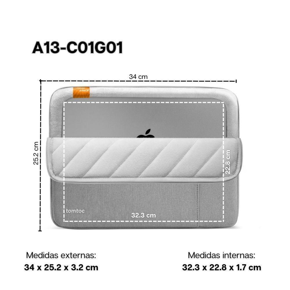 Tomtoc Funda A13 Protección 360° para laptop 13,5" - Gris-1