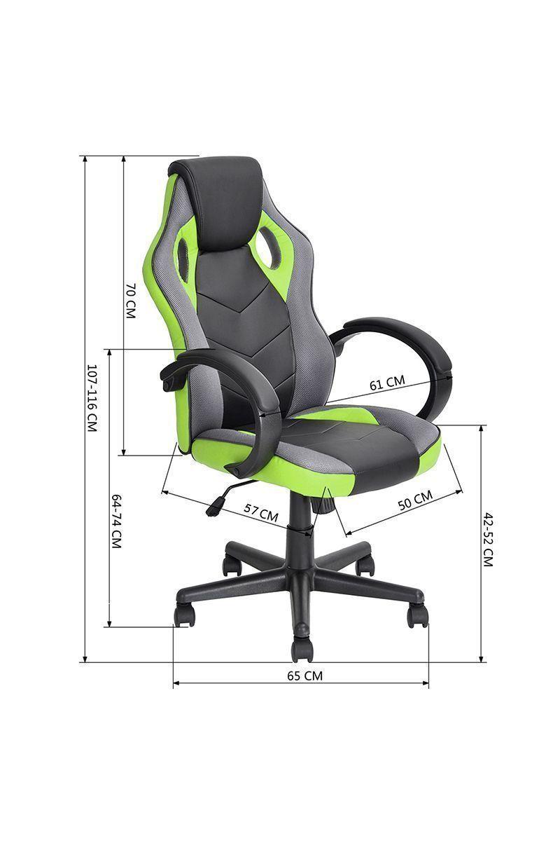 Silla Gamer Pu Flow Ergonómica Escritorio Verde-2