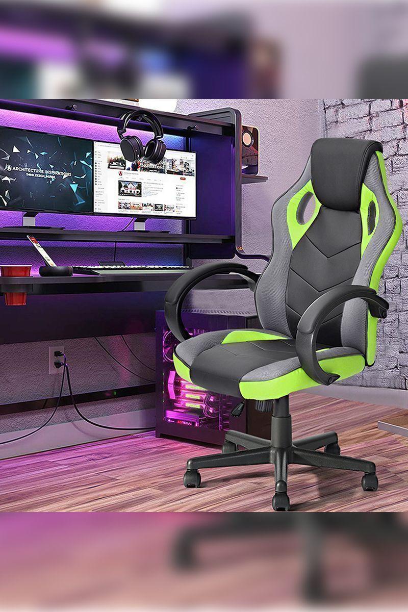 Silla Gamer Pu Flow Ergonómica Escritorio Verde-1