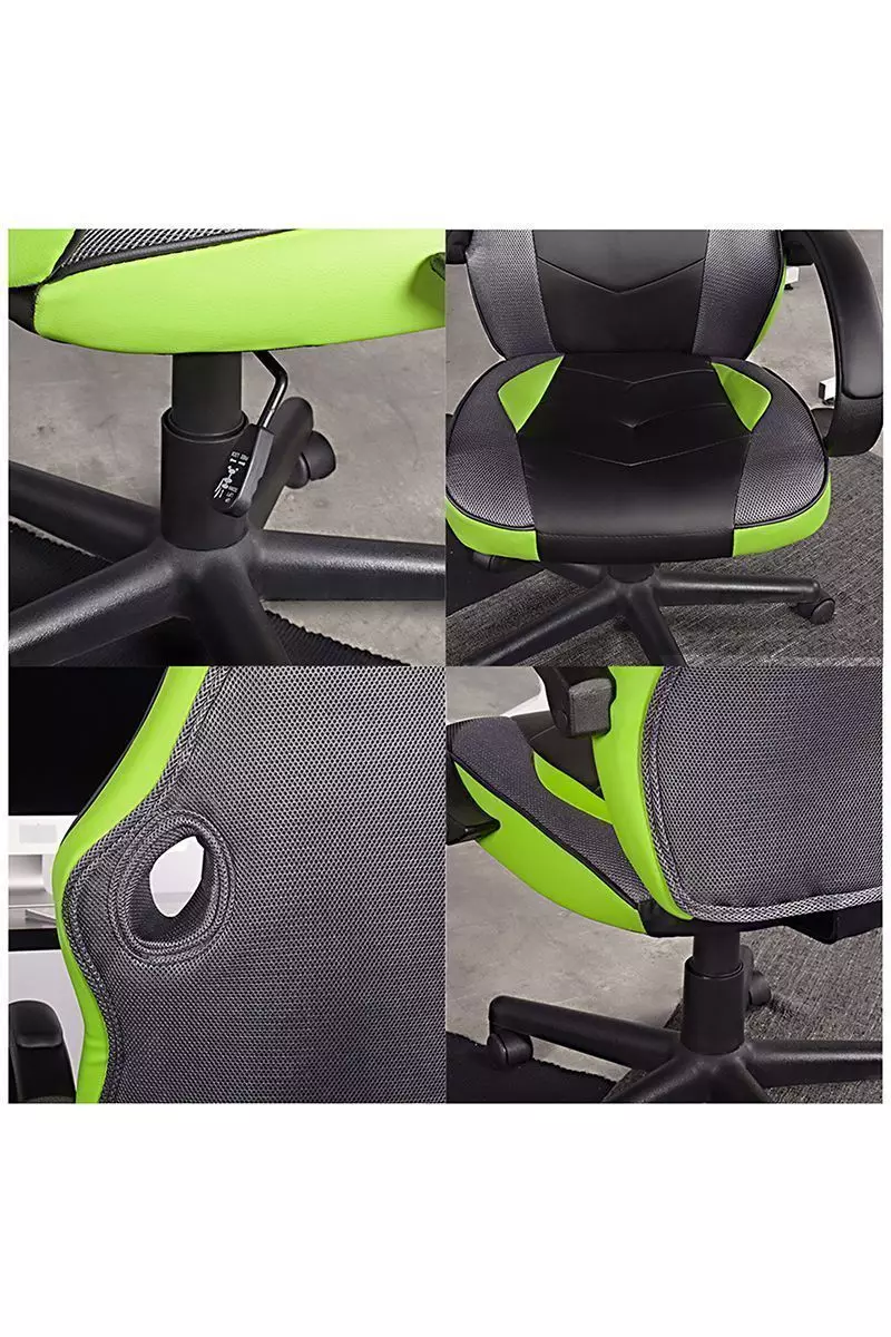 Silla Gamer Pu Flow Ergonómica Escritorio Verde-5