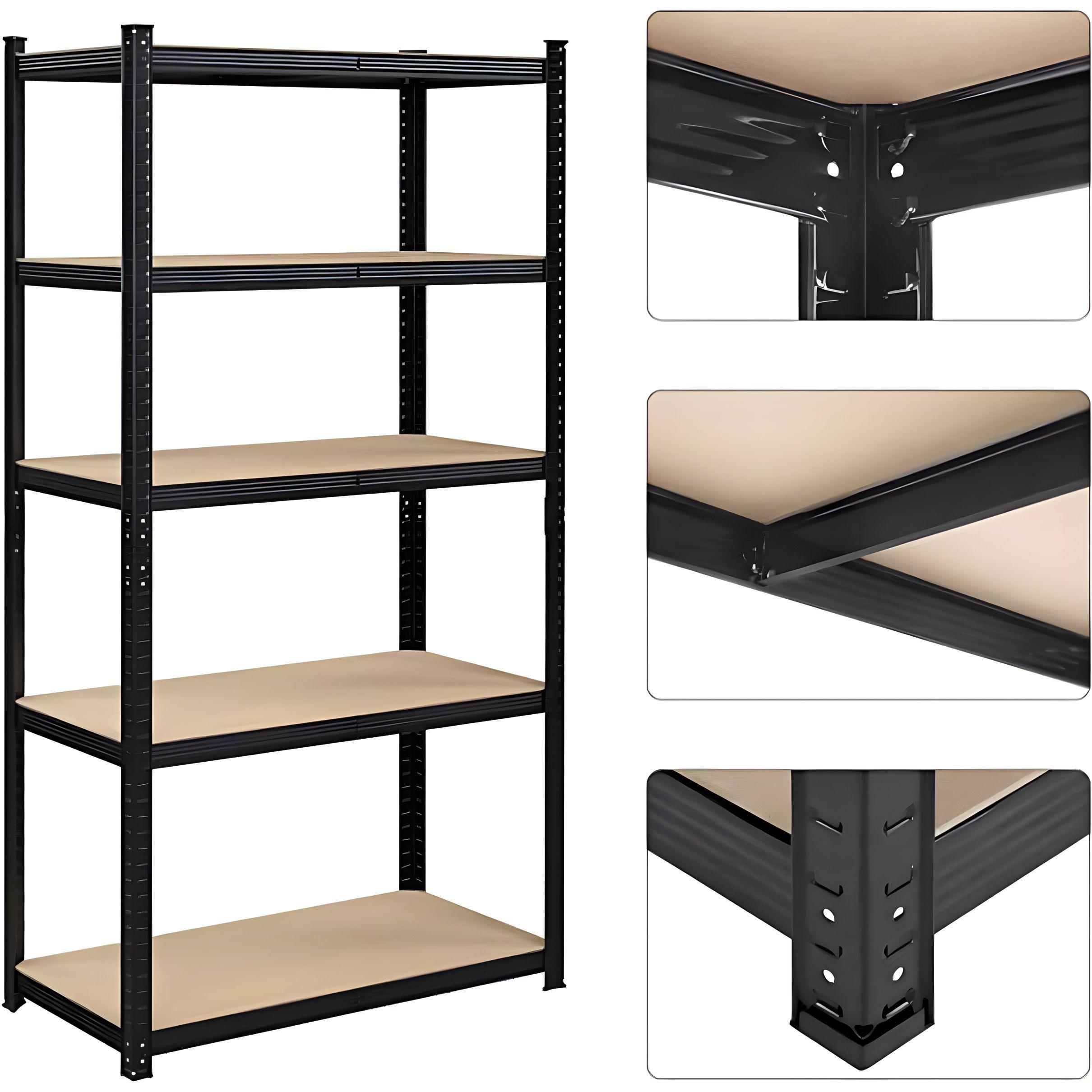 Estante Metálico Negro 180x90x40 Capacidad 500 kg x 5 Repisas-3