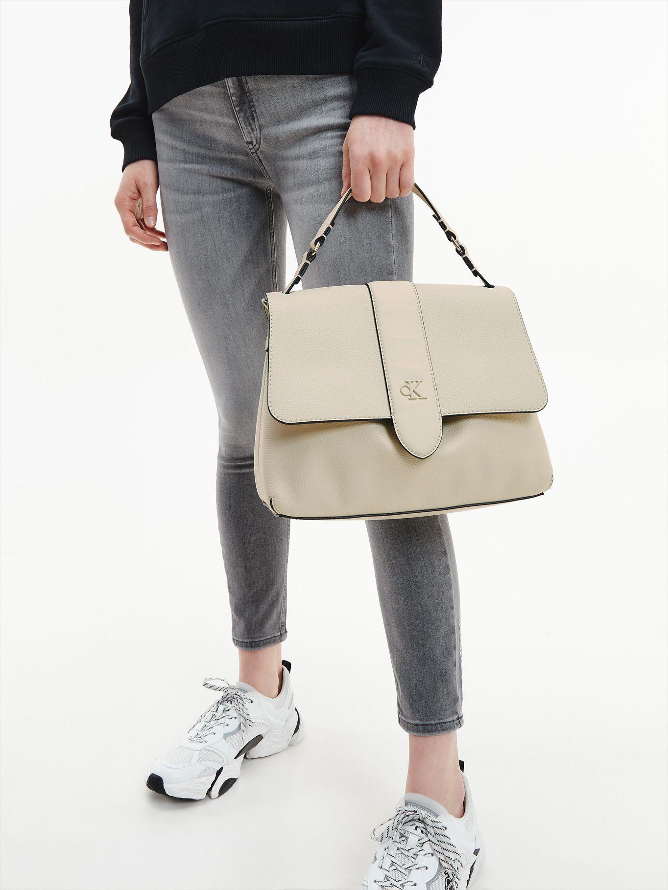 Cartera Satchel CKJ Mono Beige Calvin Klein Mujer-3