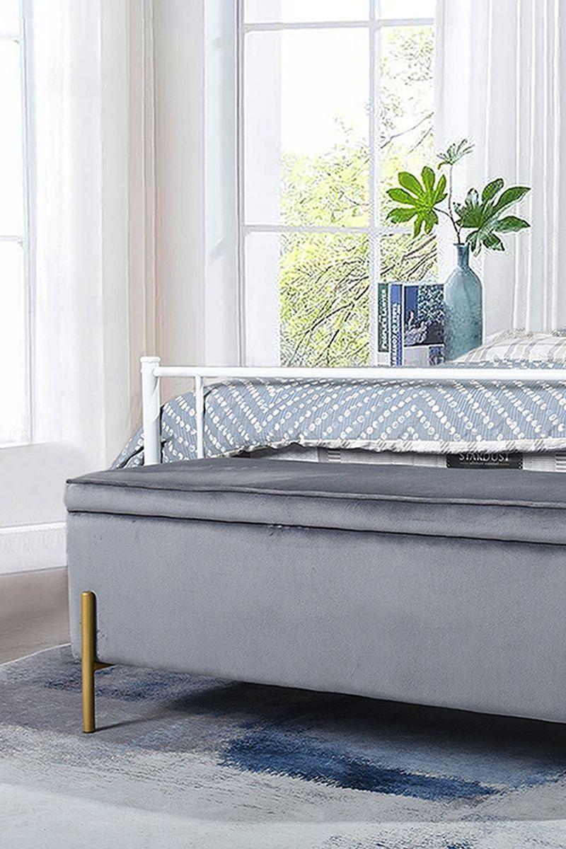 Banqueta Baúl Terciopelo Tudor Gris-5