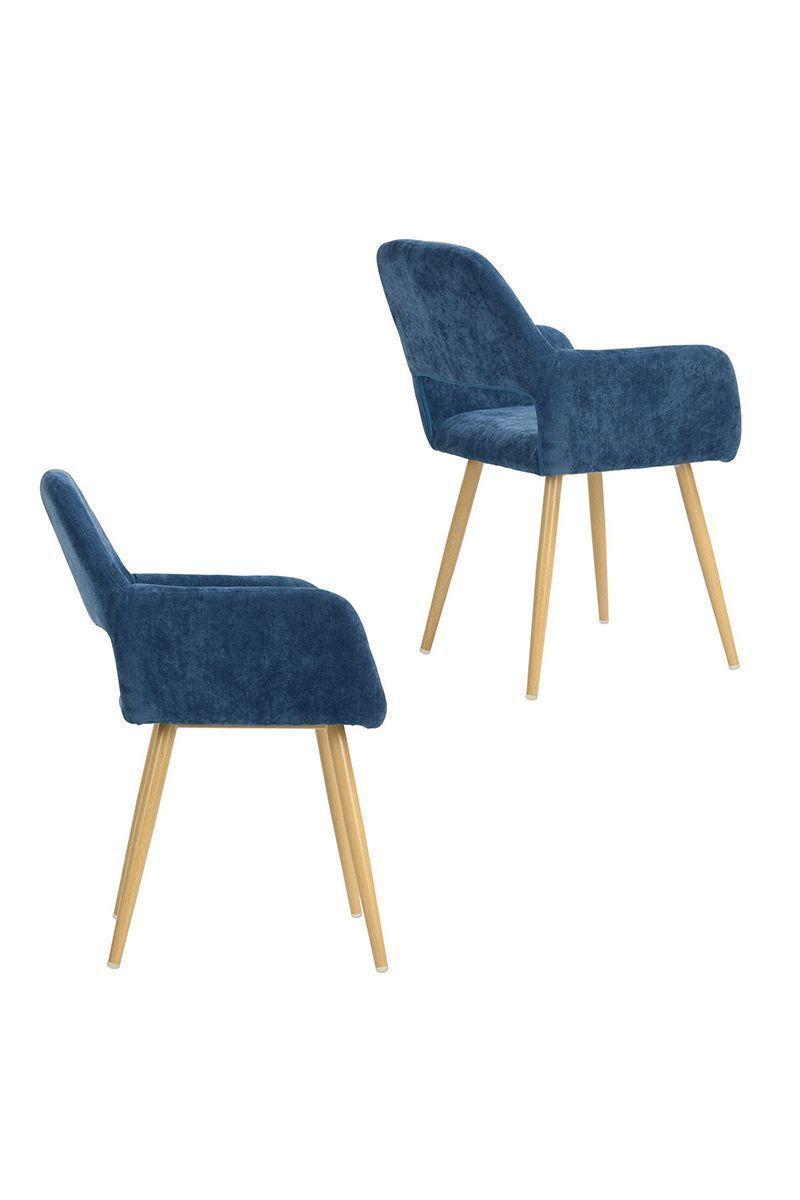 Silla Comedor Cromwell Terciopelo Azul-3