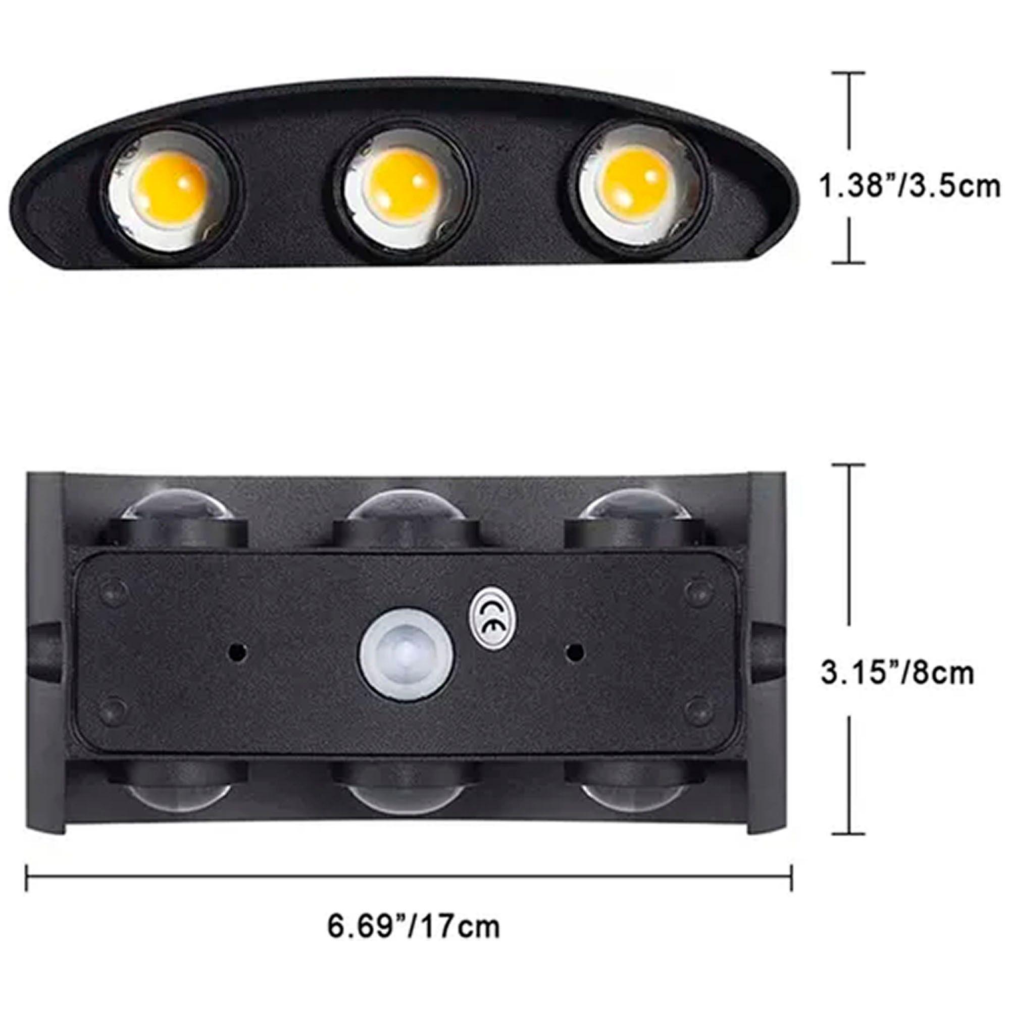 Luz Led Foco Aplique Pared 6 Leds Luz cálida Exterior-2