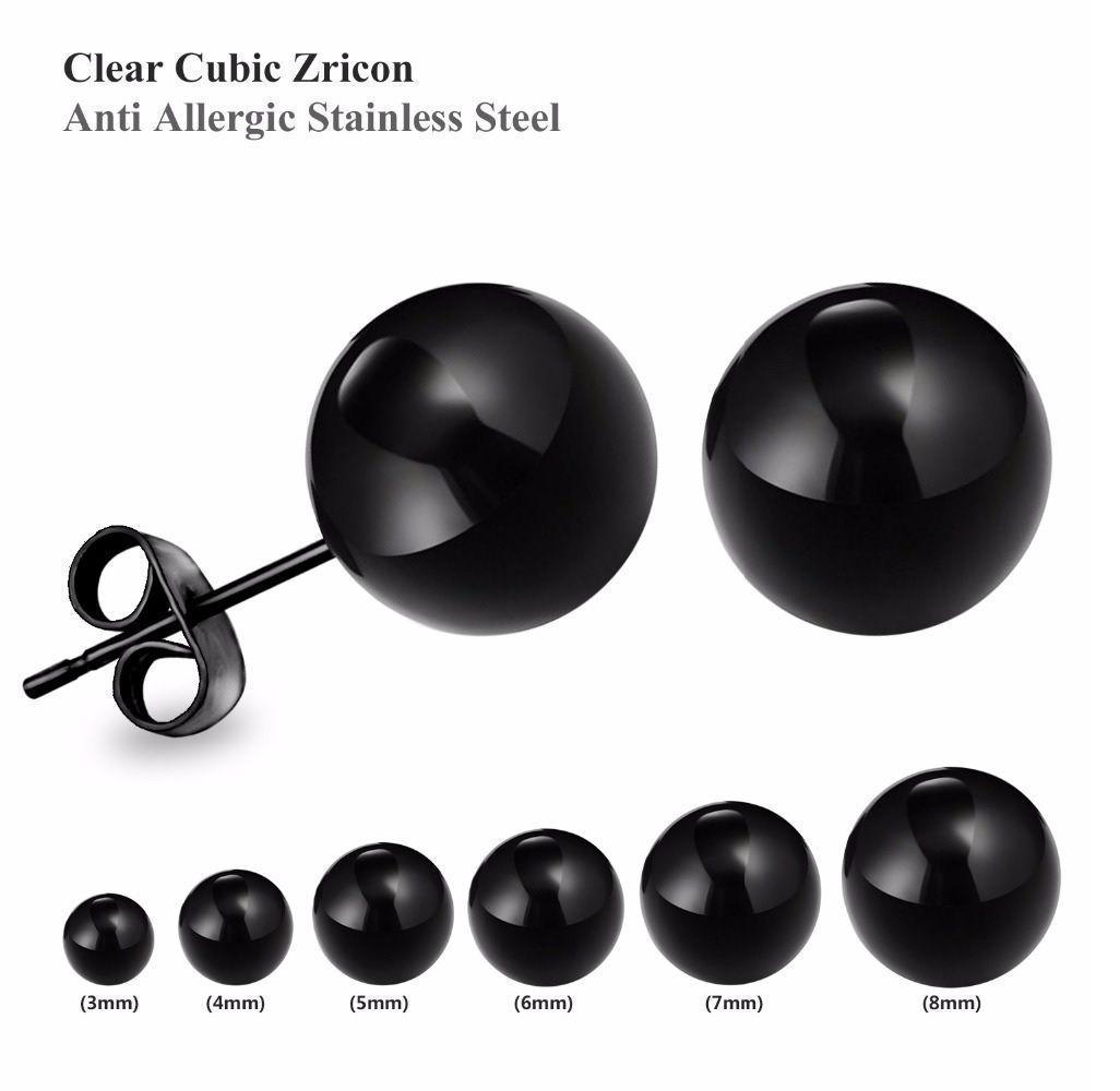 Aros Esferas 3mm Negras hipoalergénica-4