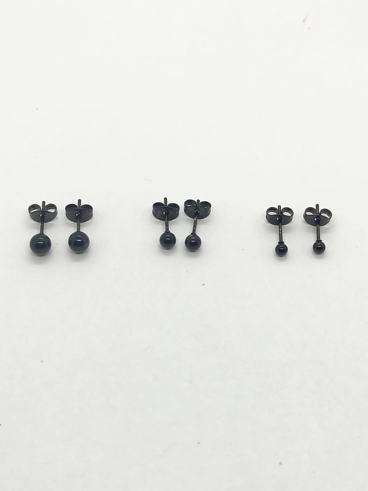Aros Esferas 3mm Negras hipoalergénica-3