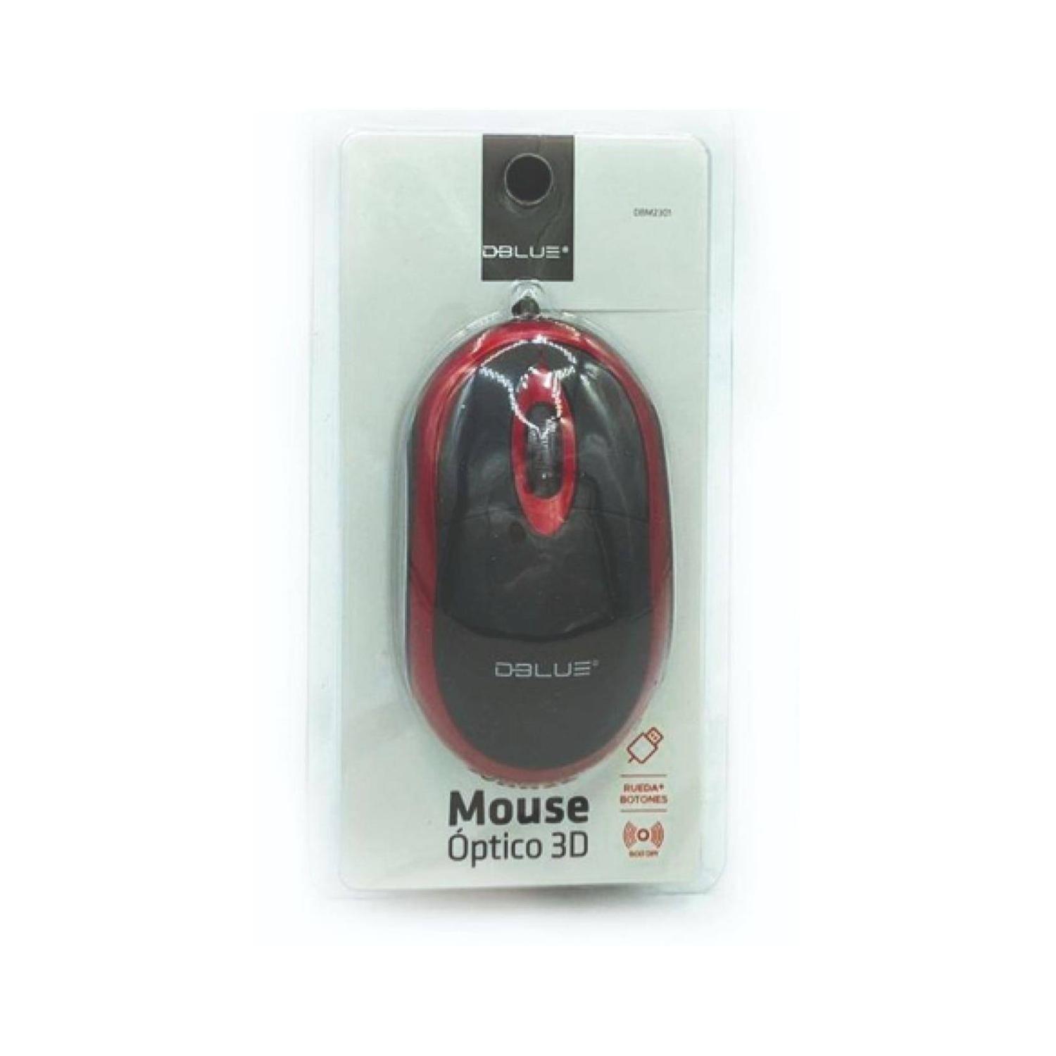 Mouse Alambrico USB 800 DPI Rojo Dblue-3