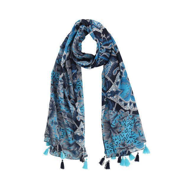 Pañuelo Estampado Azul Turco iD-0