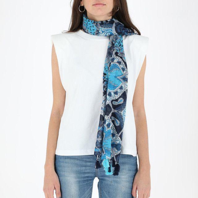 Pañuelo Estampado Azul Turco iD-1