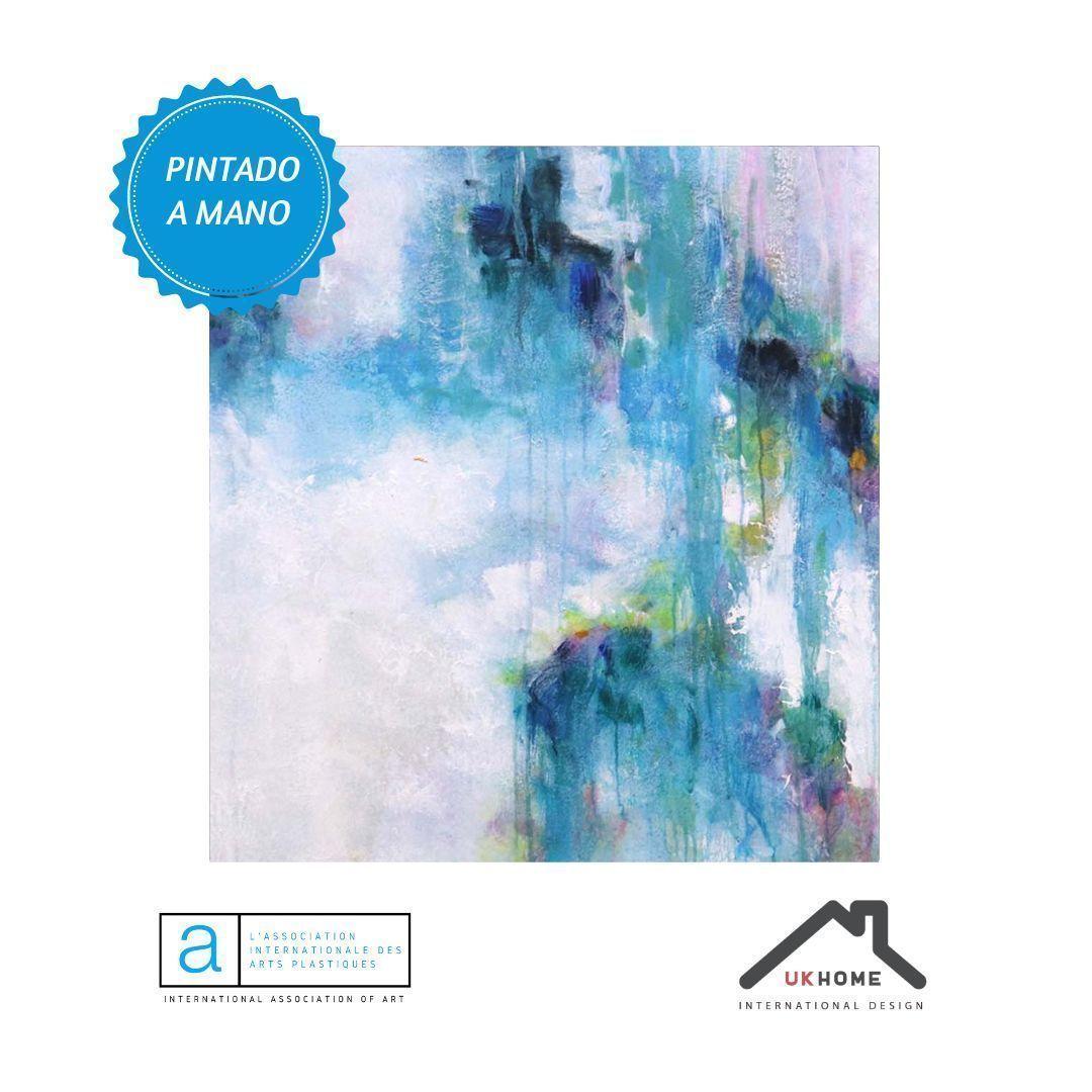 CUADRO EN OLEO NEBULOSA BLANCA TURQUESA 150CMX120C-2
