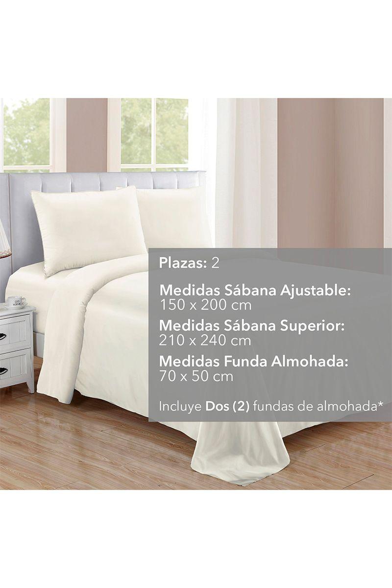 Juego de Sábanas de Microfibra 2 Plazas Marfil-1