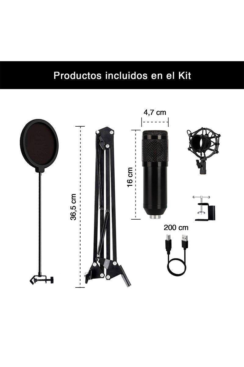 Kit Micrófono Condensador Cardioide BM-828 Negro-2