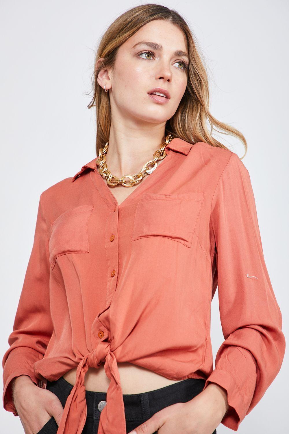 BLUSA CON NUDO NARANJO SIOUX-2