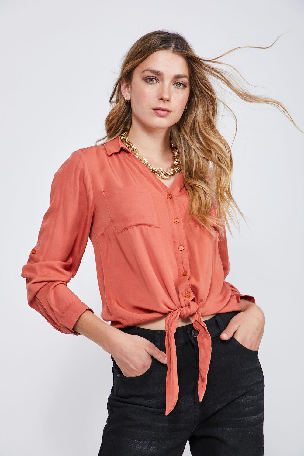 BLUSA CON NUDO NARANJO SIOUX-0