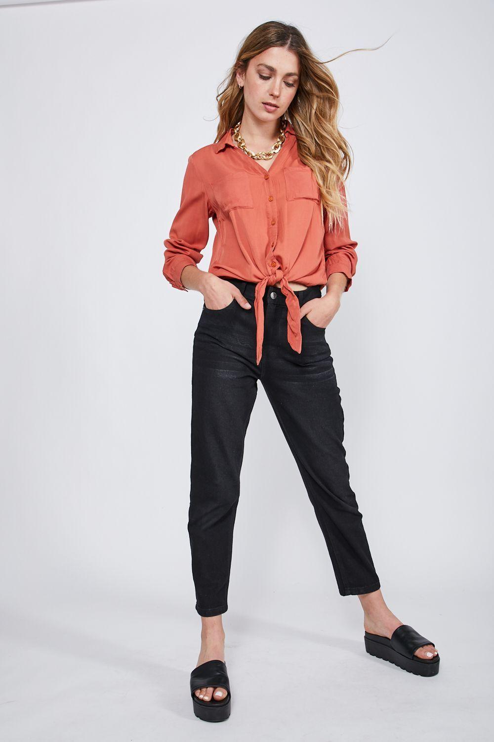 BLUSA CON NUDO NARANJO SIOUX-3