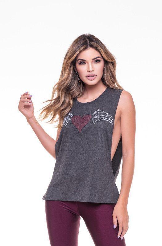 POLERA SML PEDRERIA HEART GRAY RC-2-3