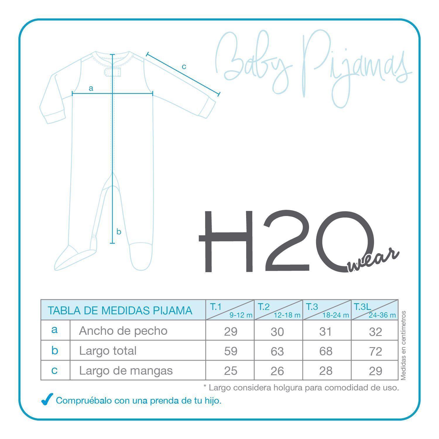 Pijama Bebé Niño Entero c/Gorro Polar Sustentable Azul H2O Wear-2