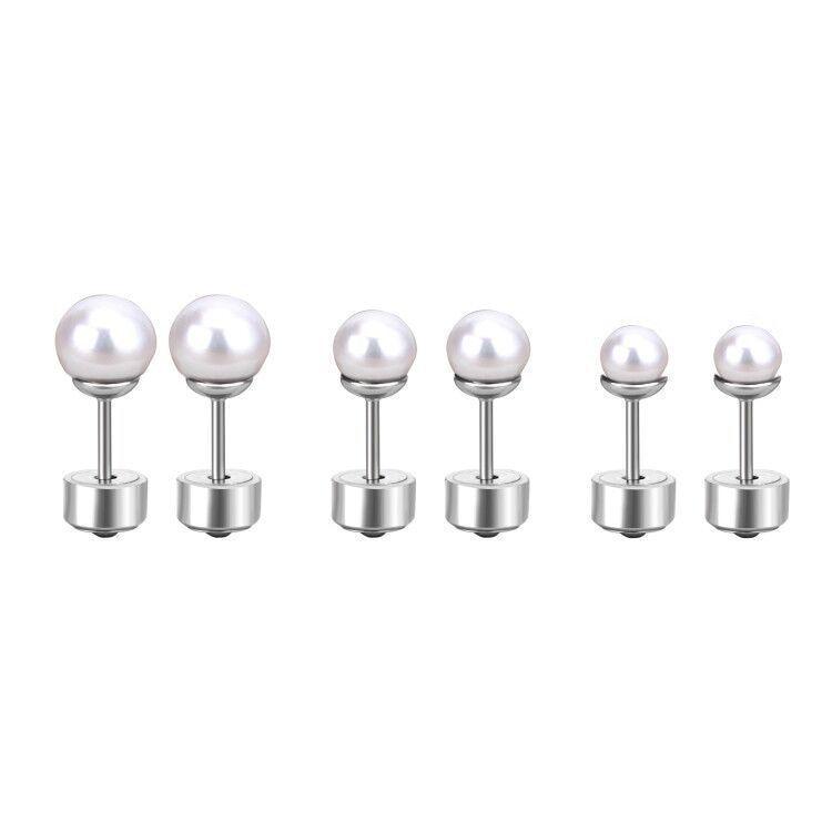 Pendientes de Perlas 4mm con cierre tuerca y tapa de seguridad-5