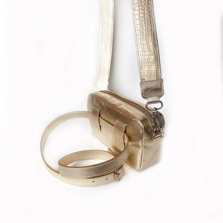 BANDOLERA CUERO DORADA-2