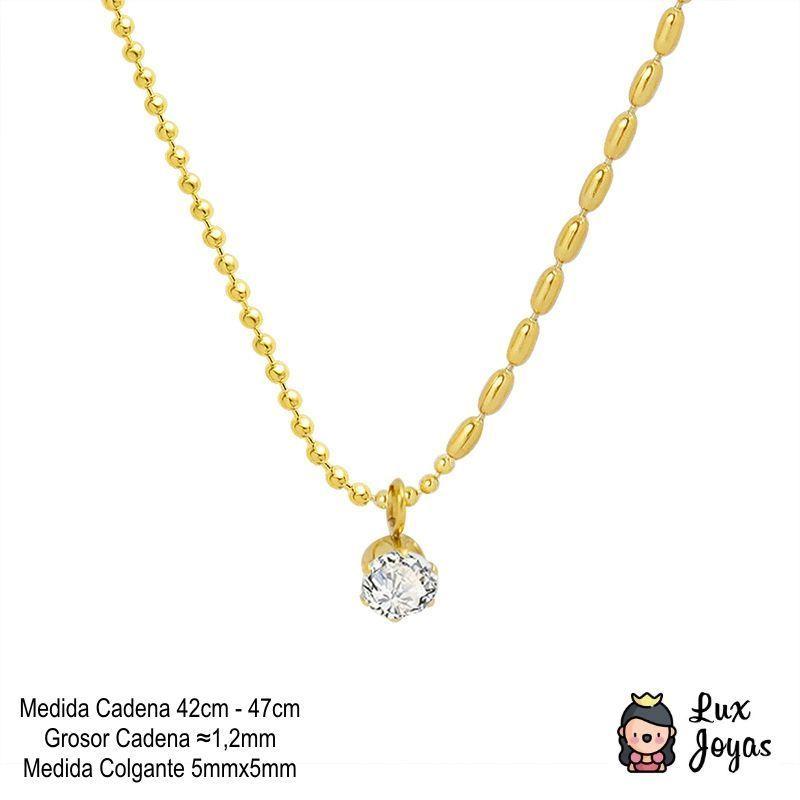 Collar Baño Oro Amarillo 18 Kilates Mostacilla Punto De Luz-3
