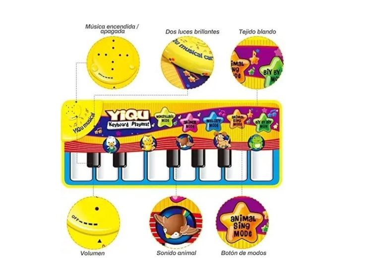 Alfombrilla Piano Musicales De 13 Teclas Para Niños De 72x28-5