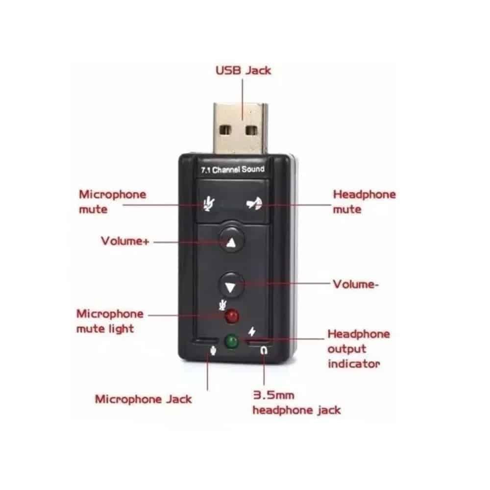 Tarjeta Adaptador De Audio USB Estéreo 7.1 Para Pc, Notebook, UT-USND33-2