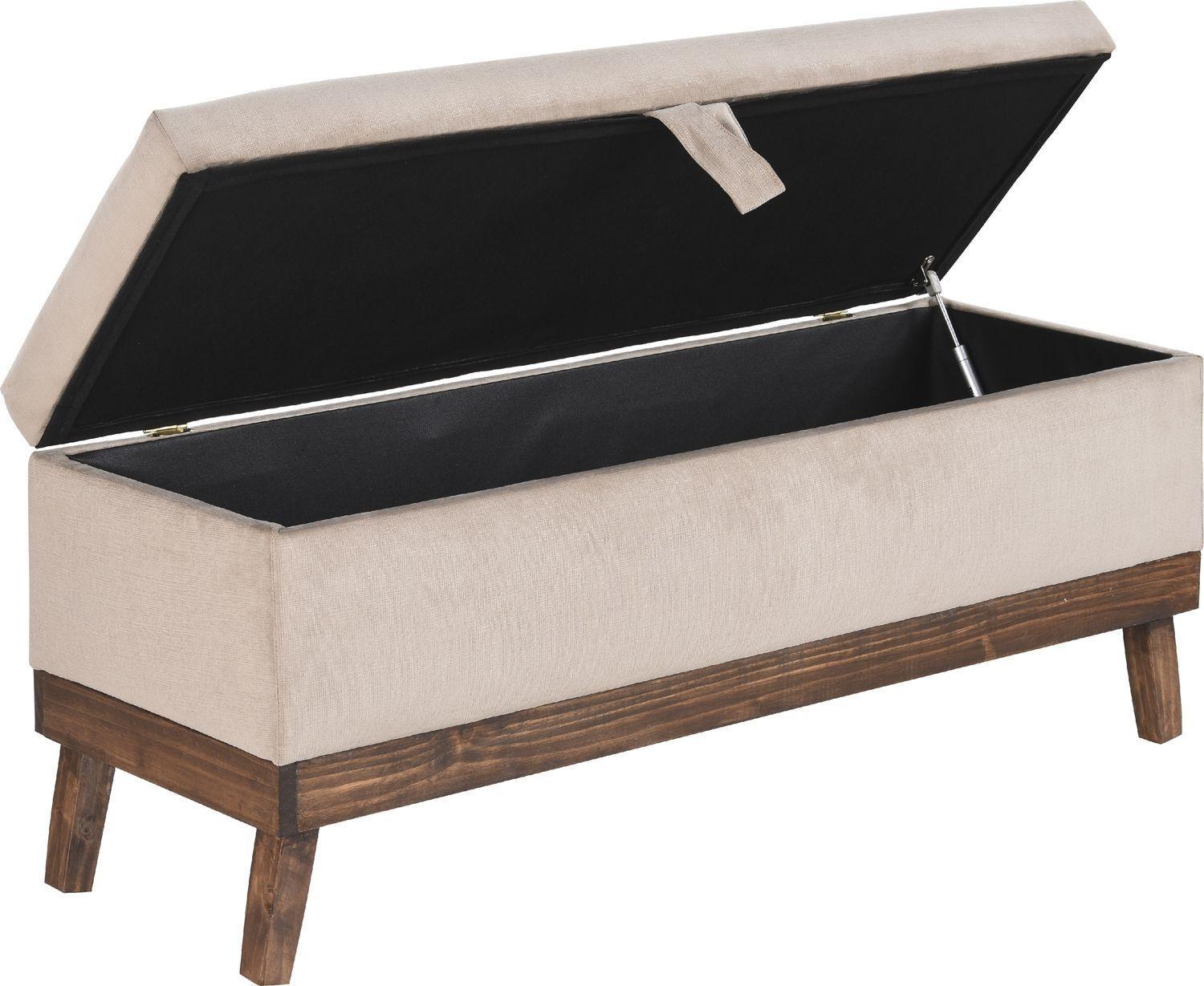Banqueta con Baúl Incy Beige Felpa 120x40x50 cm Máxima Design-2