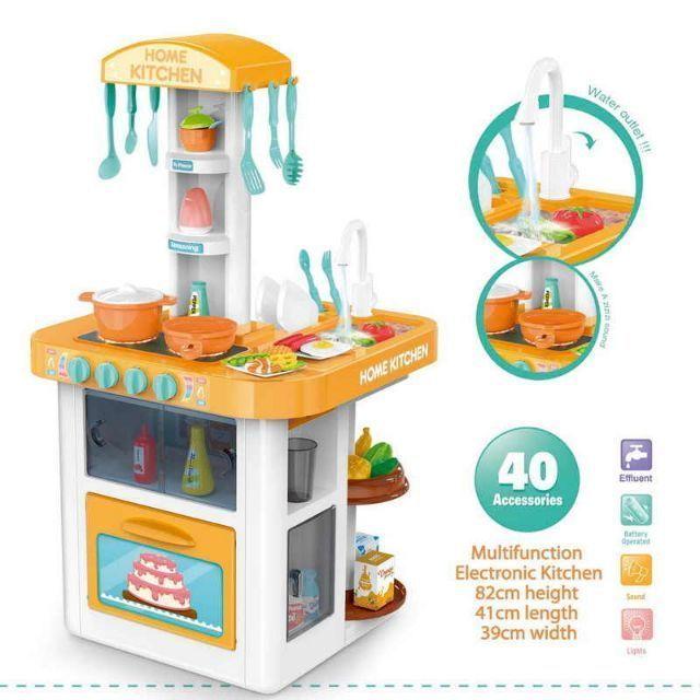 Cocina Juguete 40 Pcs Amarilla Luz Sonido Grifo Sale Agua-1
