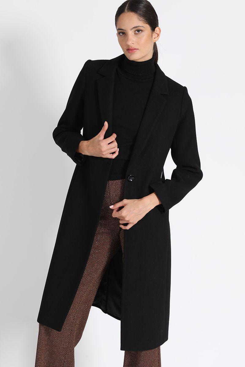 Abrigo Clásico Largo Entallado Negro Liola-0