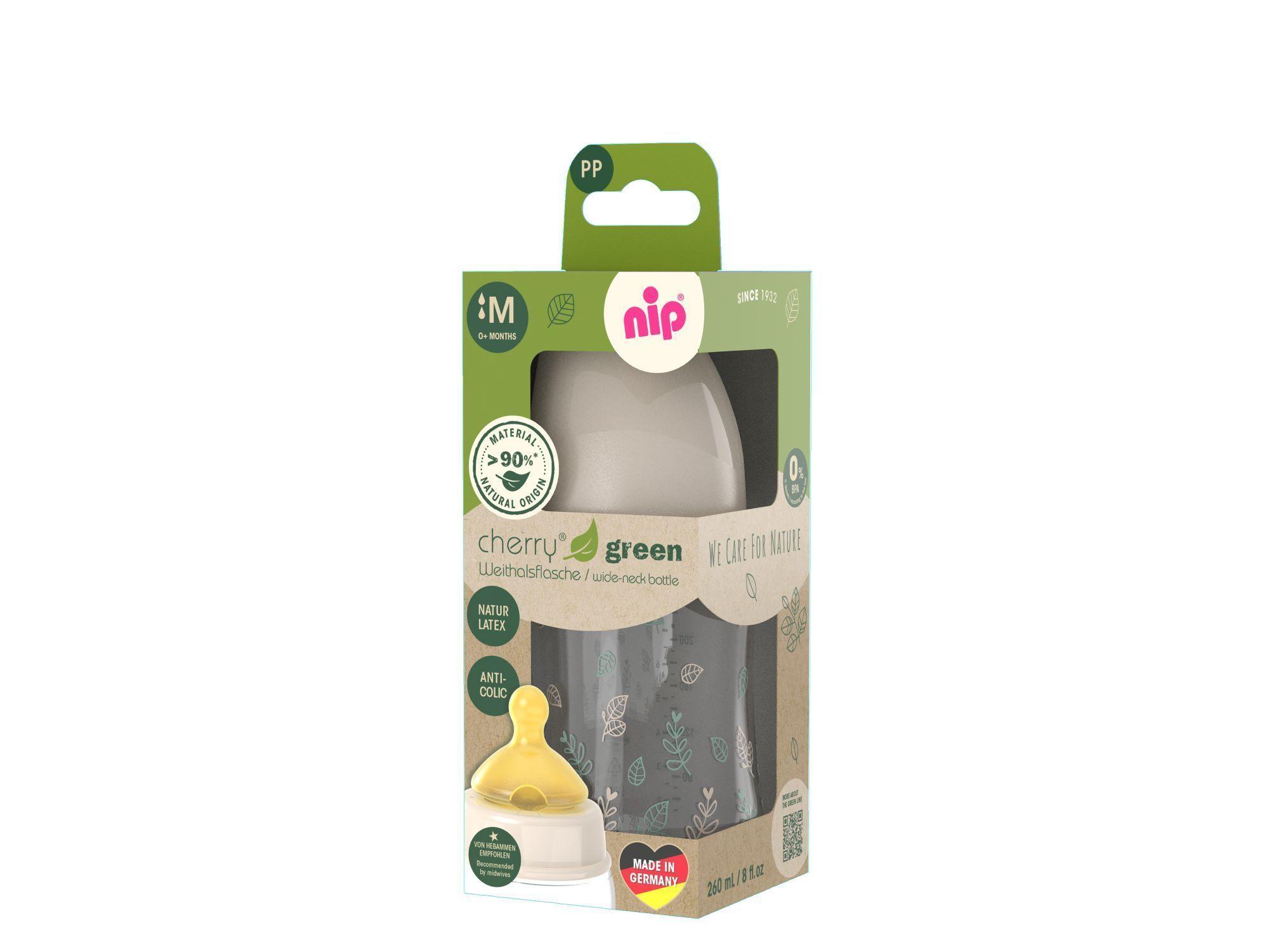 Mamadera Latex Cherry Green 260 ml crema -2