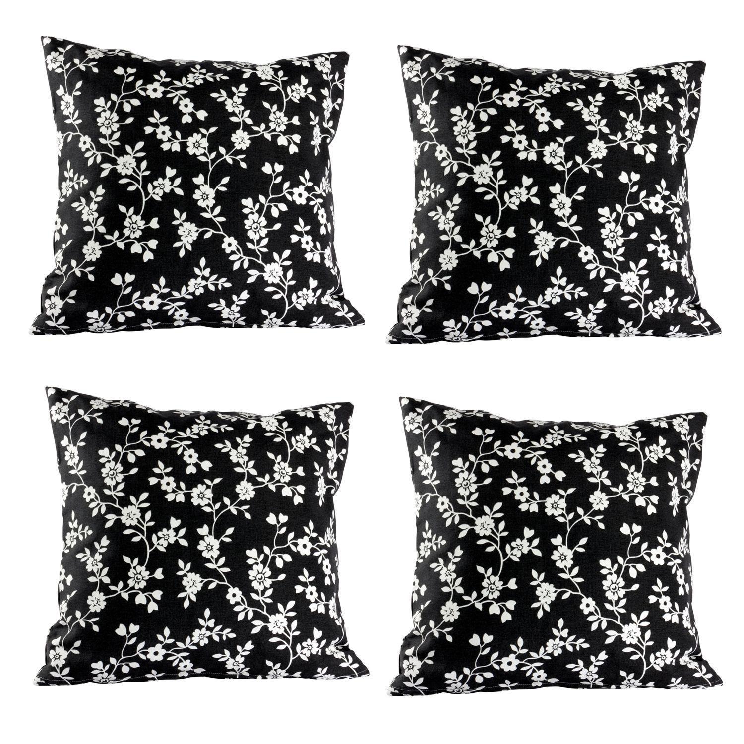 Set 4 Cojines Linen Sellos 40x40 cm Negro-0