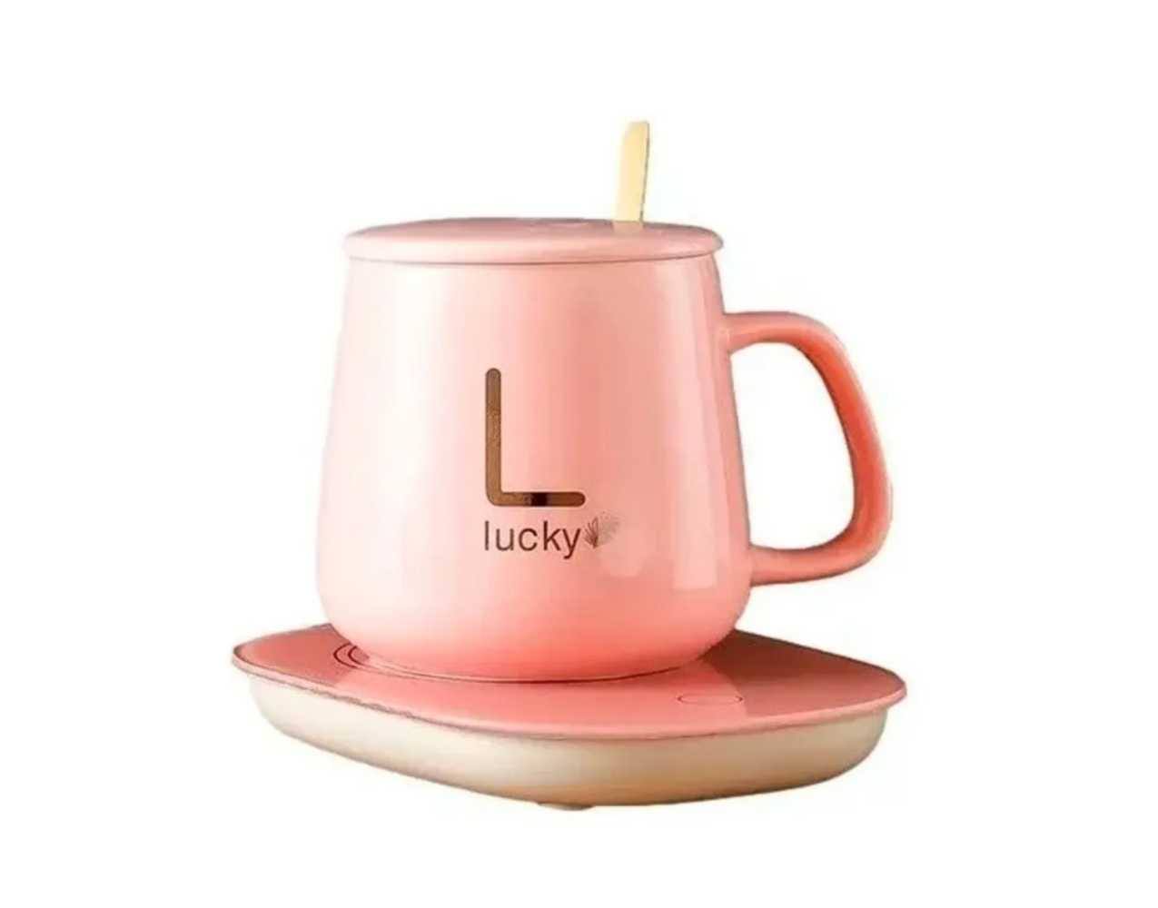 Tazón Calentador Eléctrico de Cerámica 370 ml con Cuchara Rosada-0