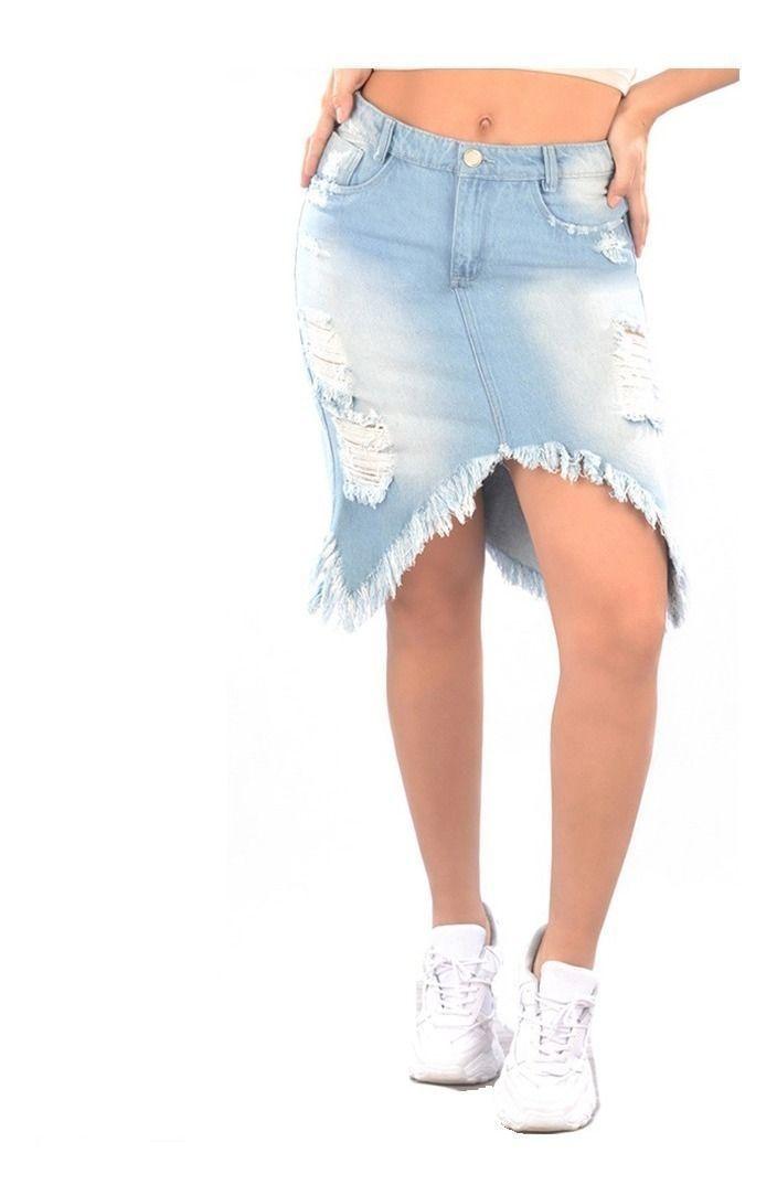 Falda Corta Jeans Mujer Azul Fascinate 052-0