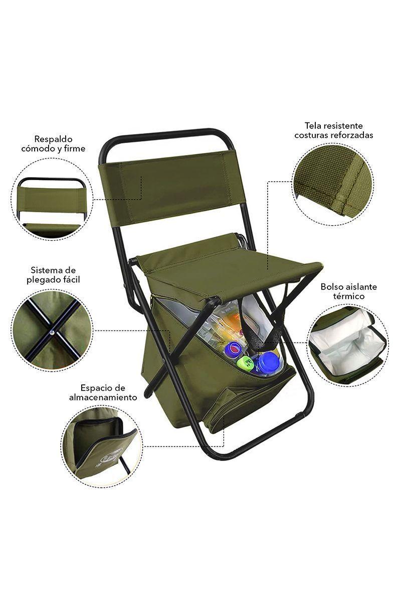 Silla Plegable con Compartimiento Verde-3