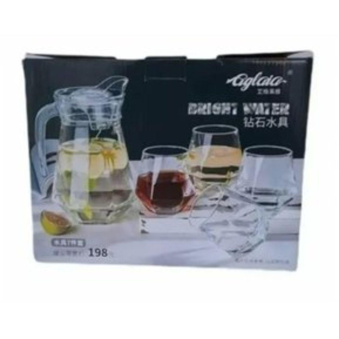 Set Juego De Jarra De Vidrio + 4 Vasos-2