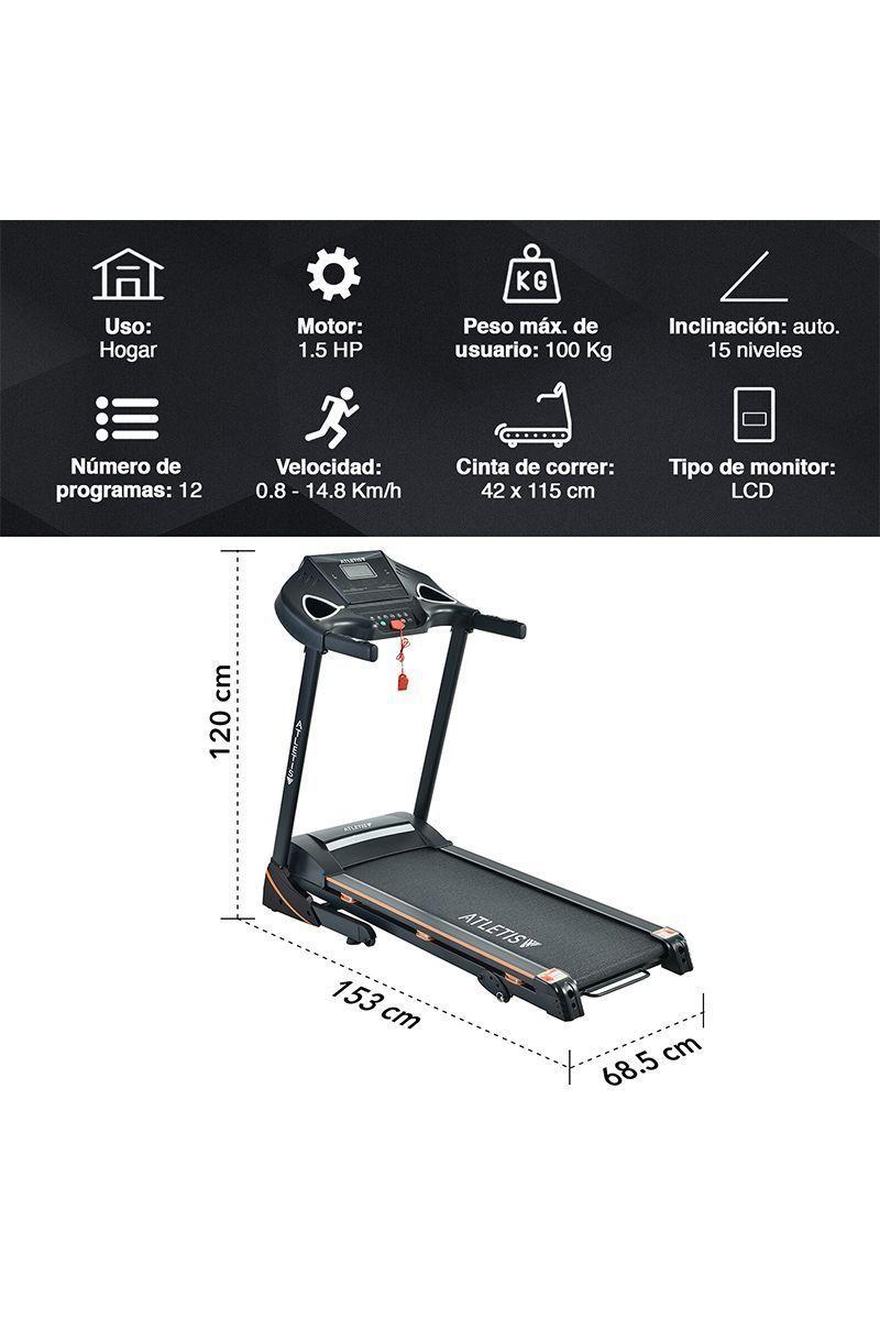 Trotadora Atletis Fit BS8215 LCD 5" MP3 USB Negro-2