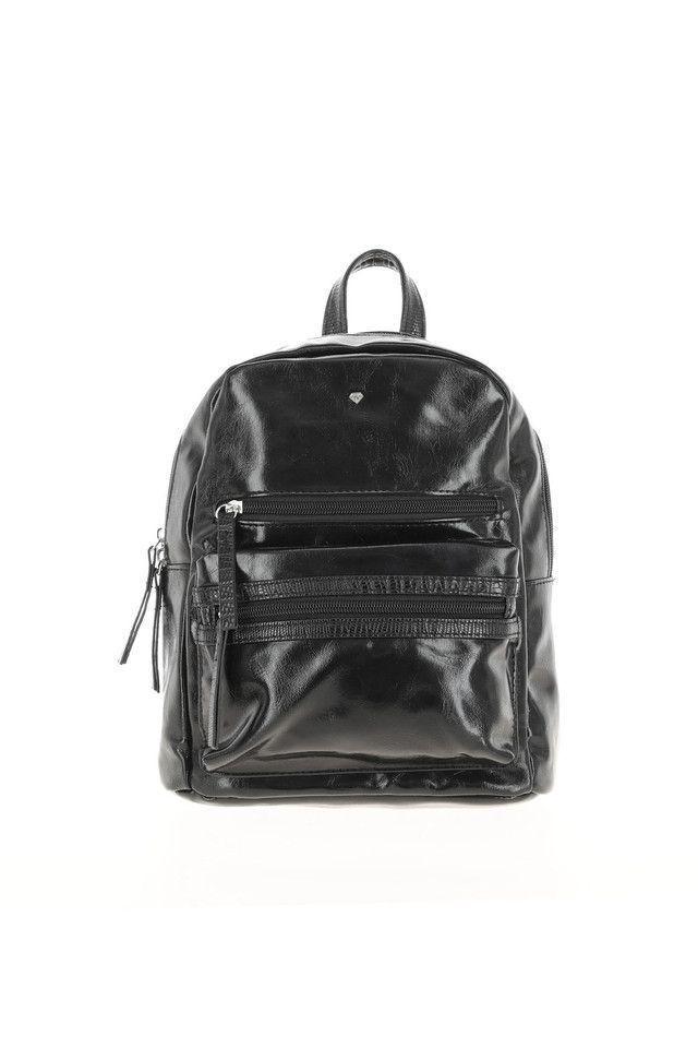 Cartera Mochila Negra Charol ID-0