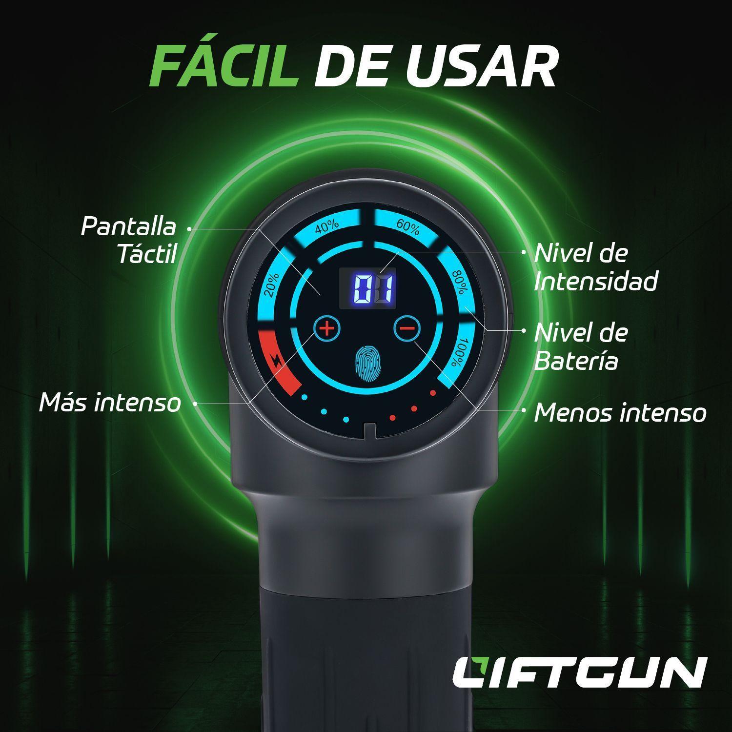 Masajeador Pistola LIFTGUN Ultimate 30 niveles +8 Cabezales-2