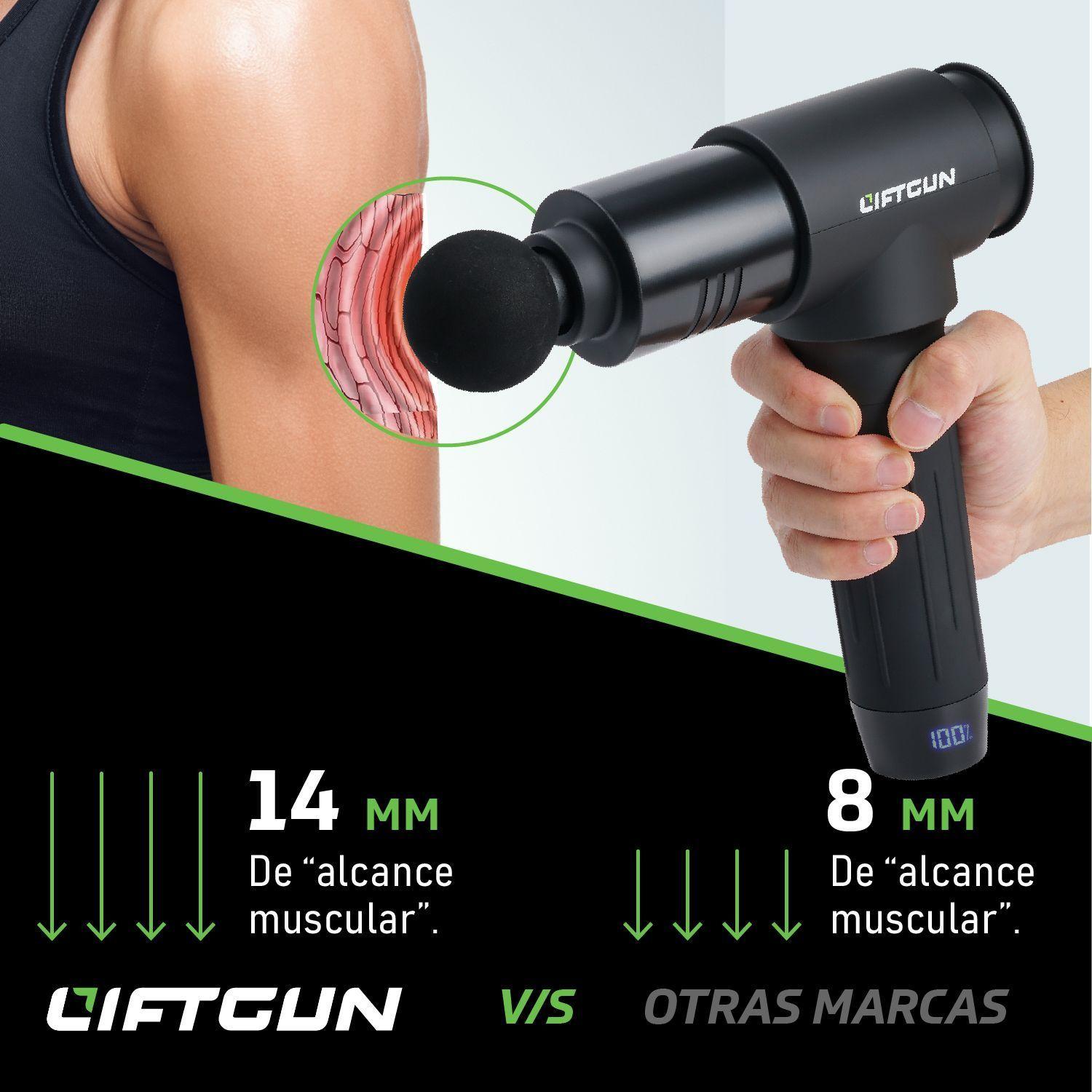 Masajeador Pistola LIFTGUN Ultimate 30 niveles +8 Cabezales-5