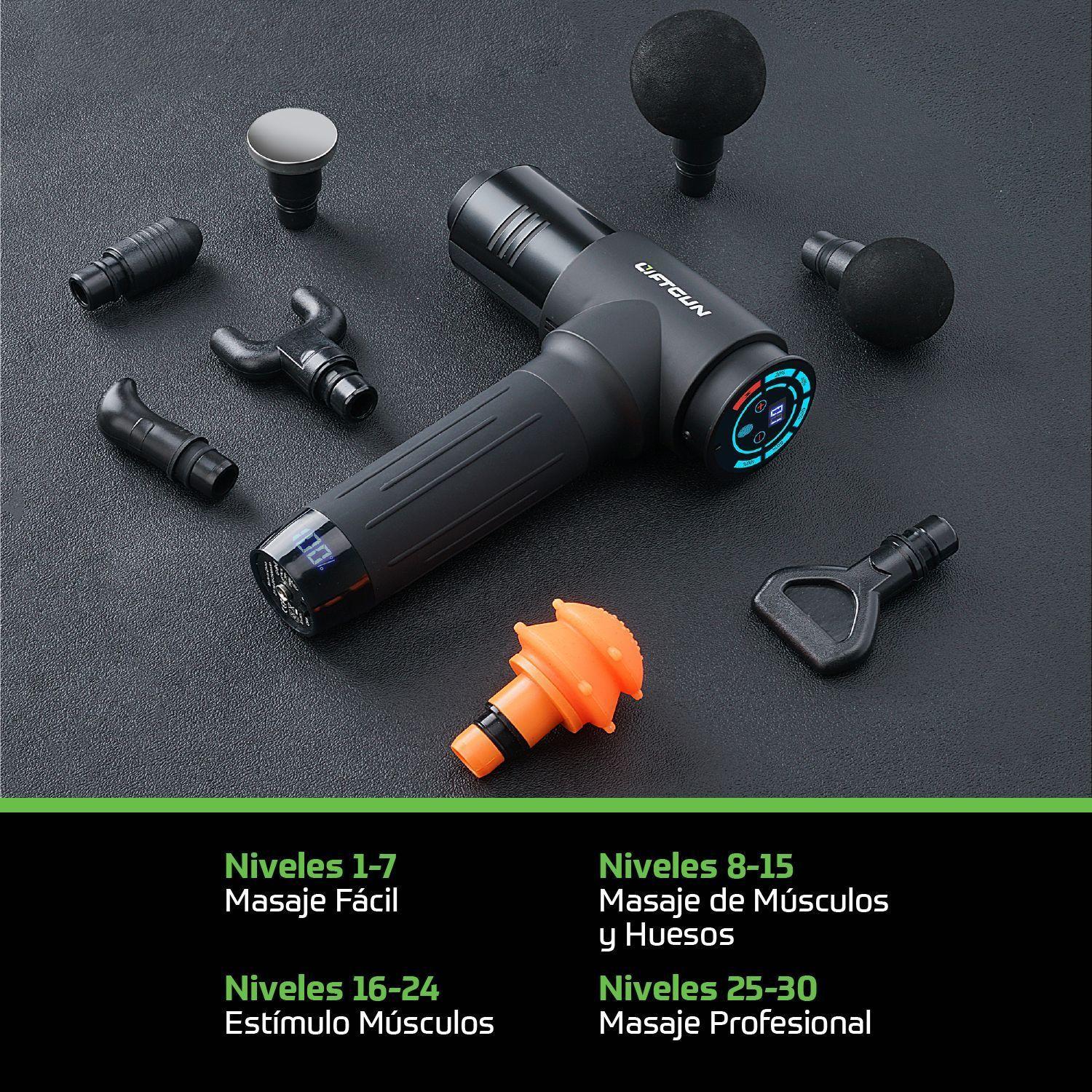 Masajeador Pistola LIFTGUN Ultimate 30 niveles +8 Cabezales-3