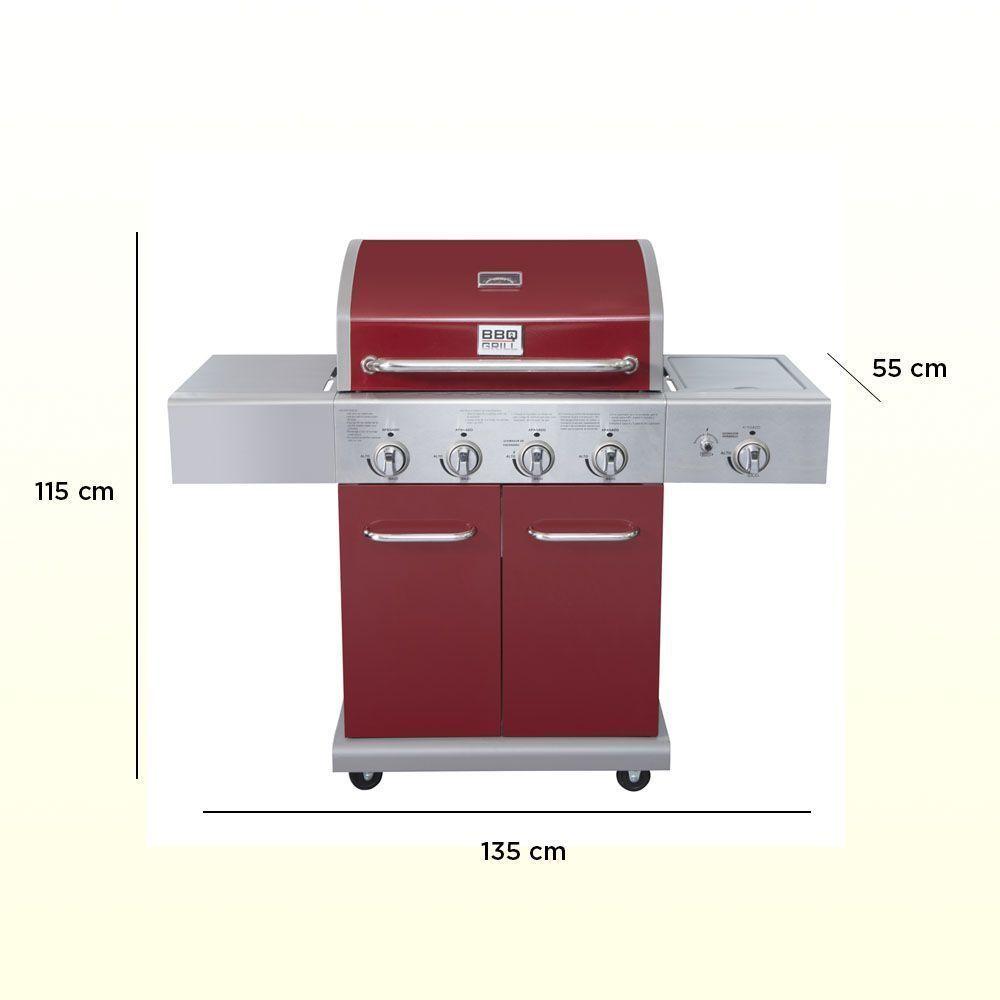Parrilla Gas Texas Roja 4Q + Ql Infrarrojo Bbq401Gcir Bbq Grill-13